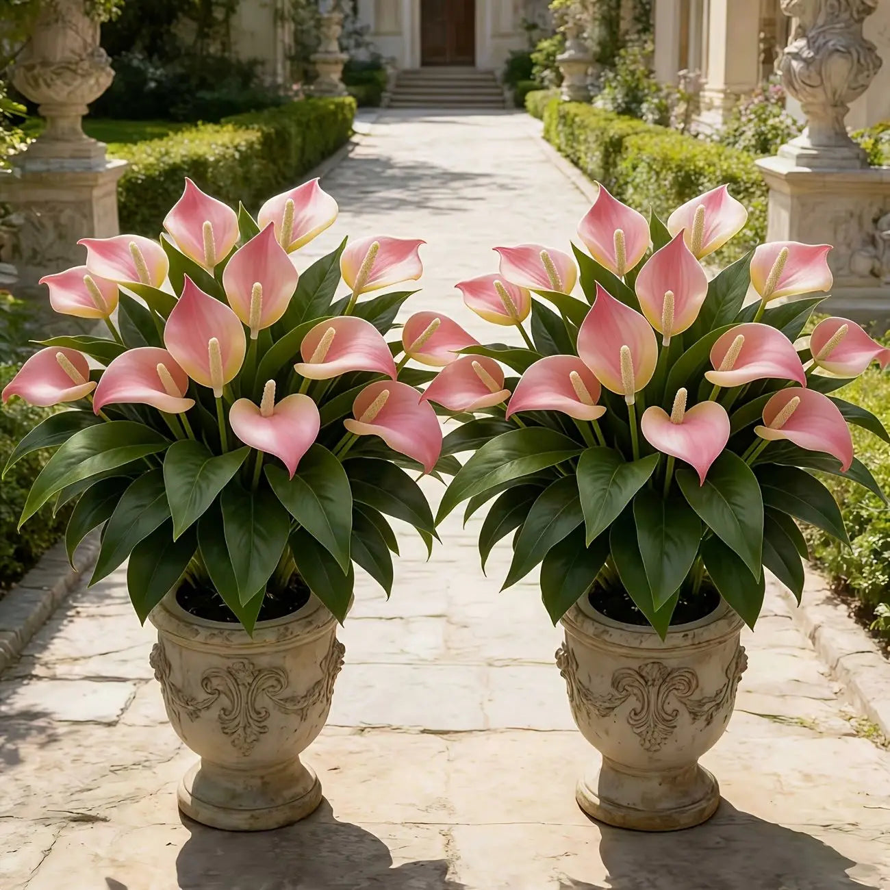 4Pcs Artificial Pink Anthurium Plants