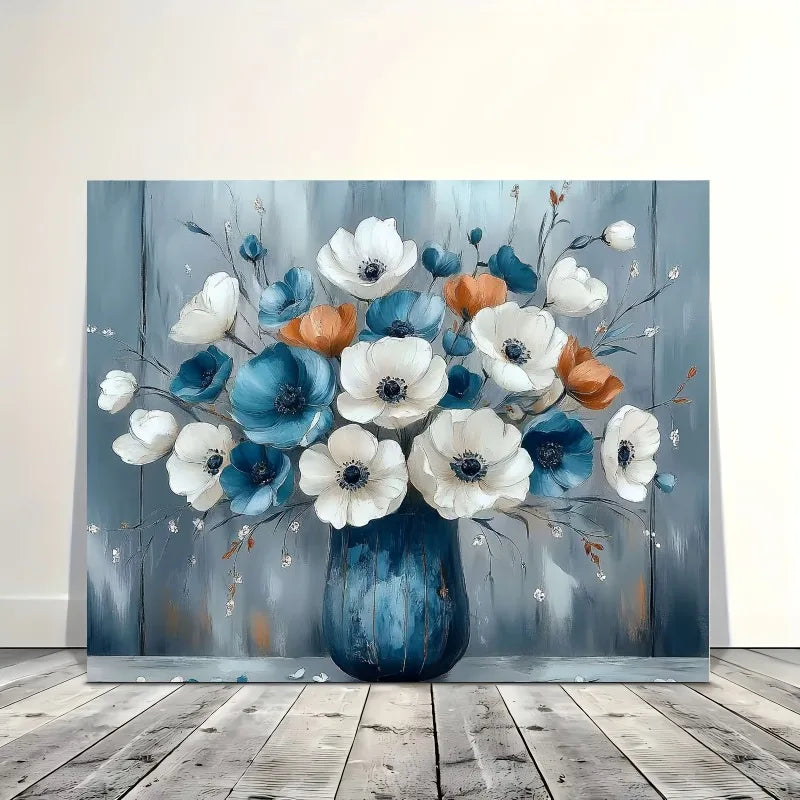 Wooden Framed Flowers in a Vase Wall Art