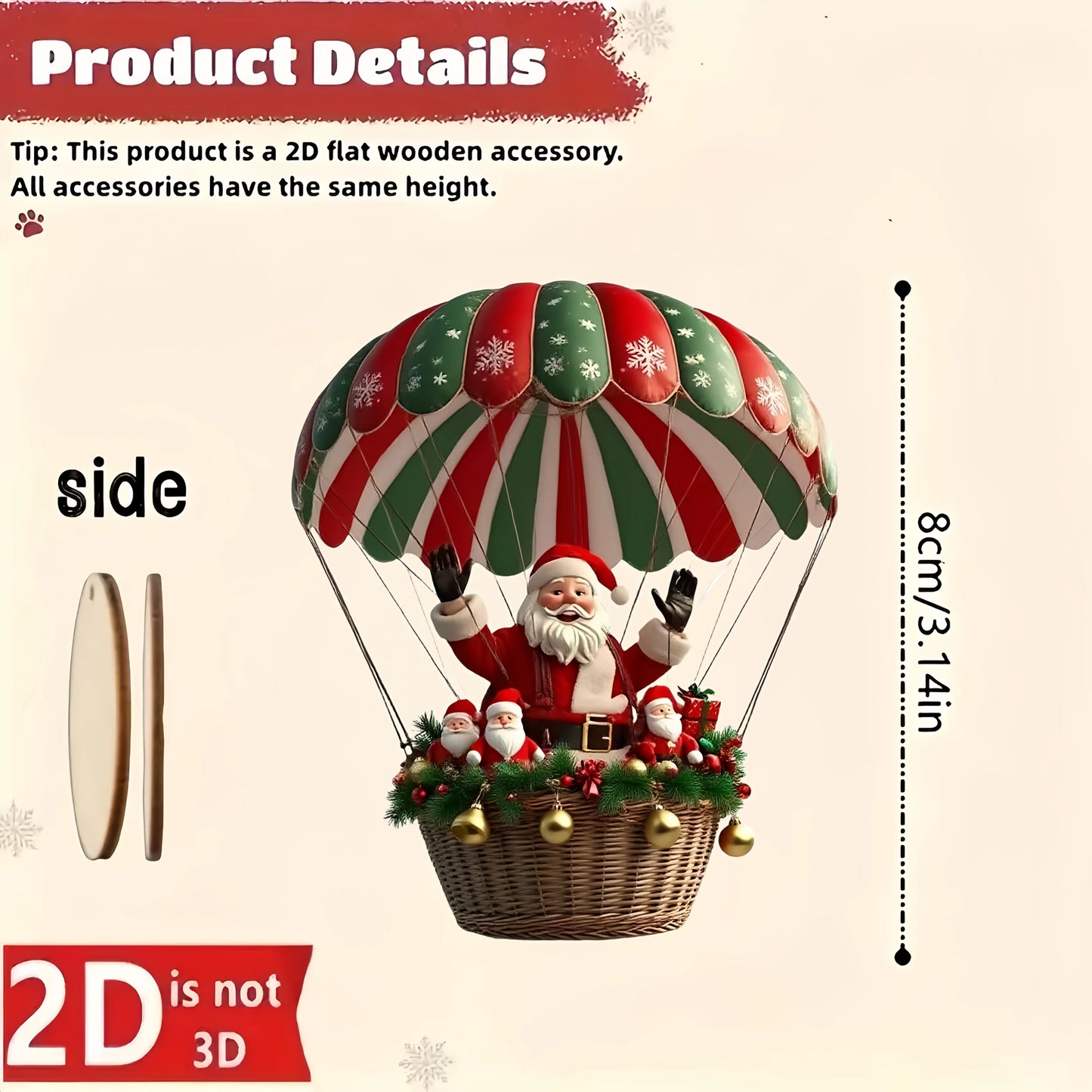 10Pcs Santa Claus Hot Air Balloon Ornament