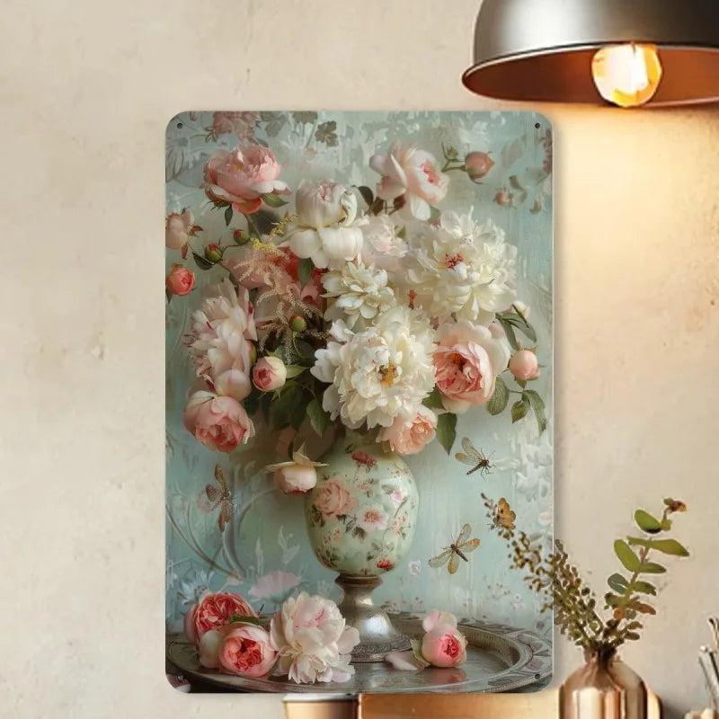 8x12Inch Vintage Vase Metal Tin