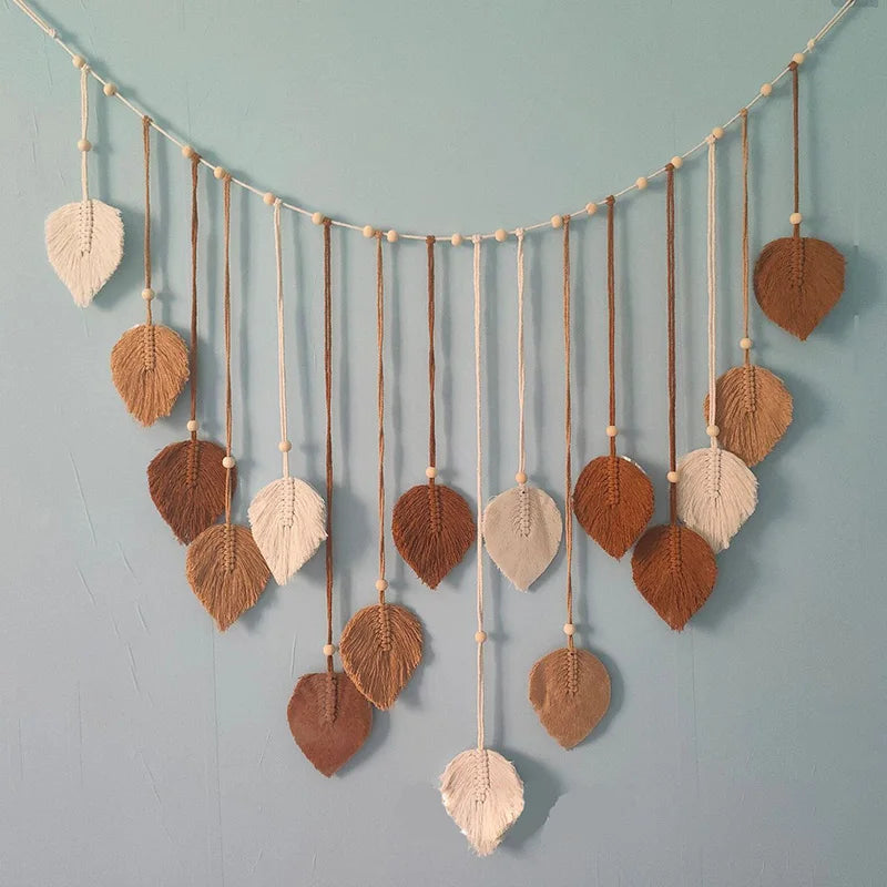 Macrame Leaf Feather Wall Hanging