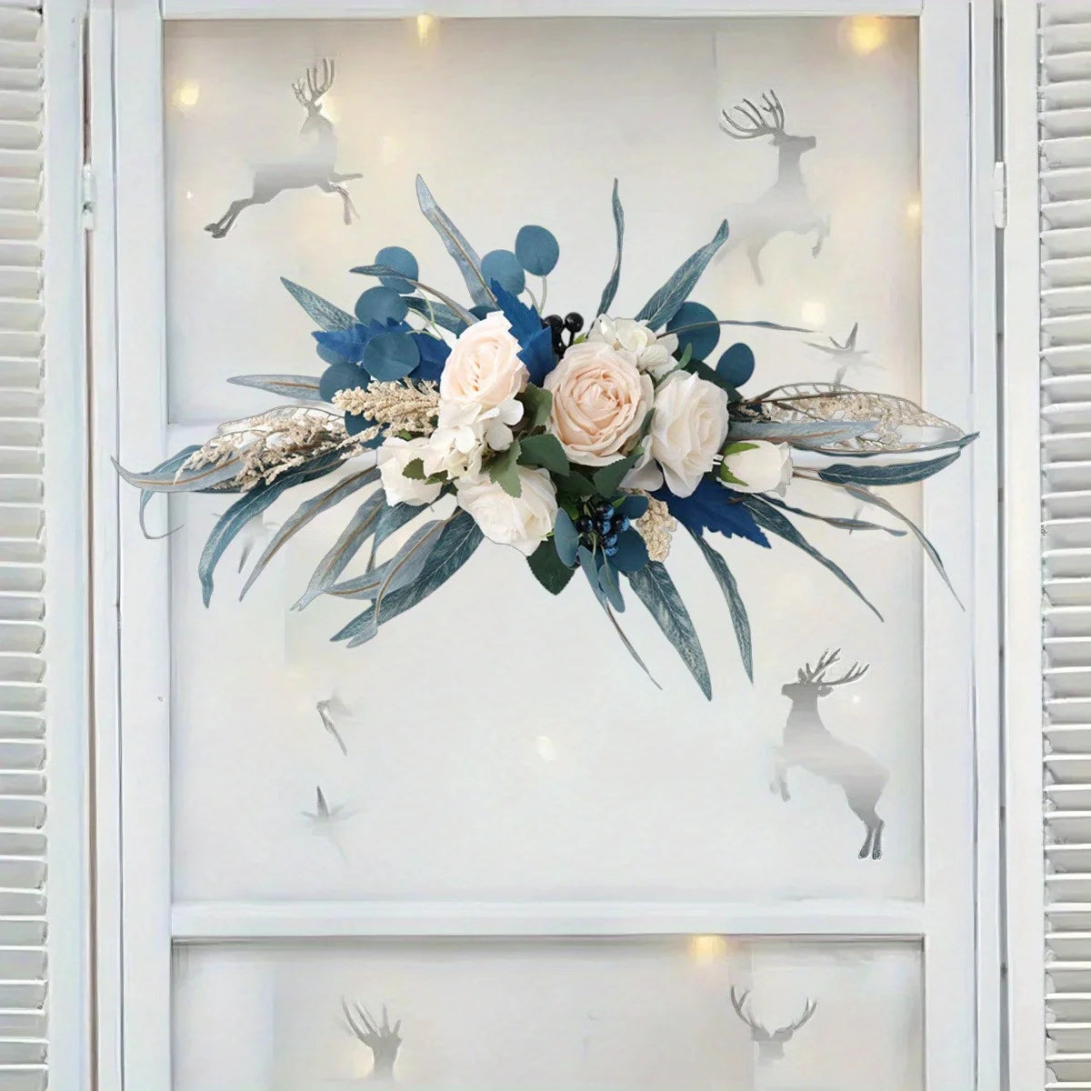 Spring Wreath with Malachite Blue Leaves