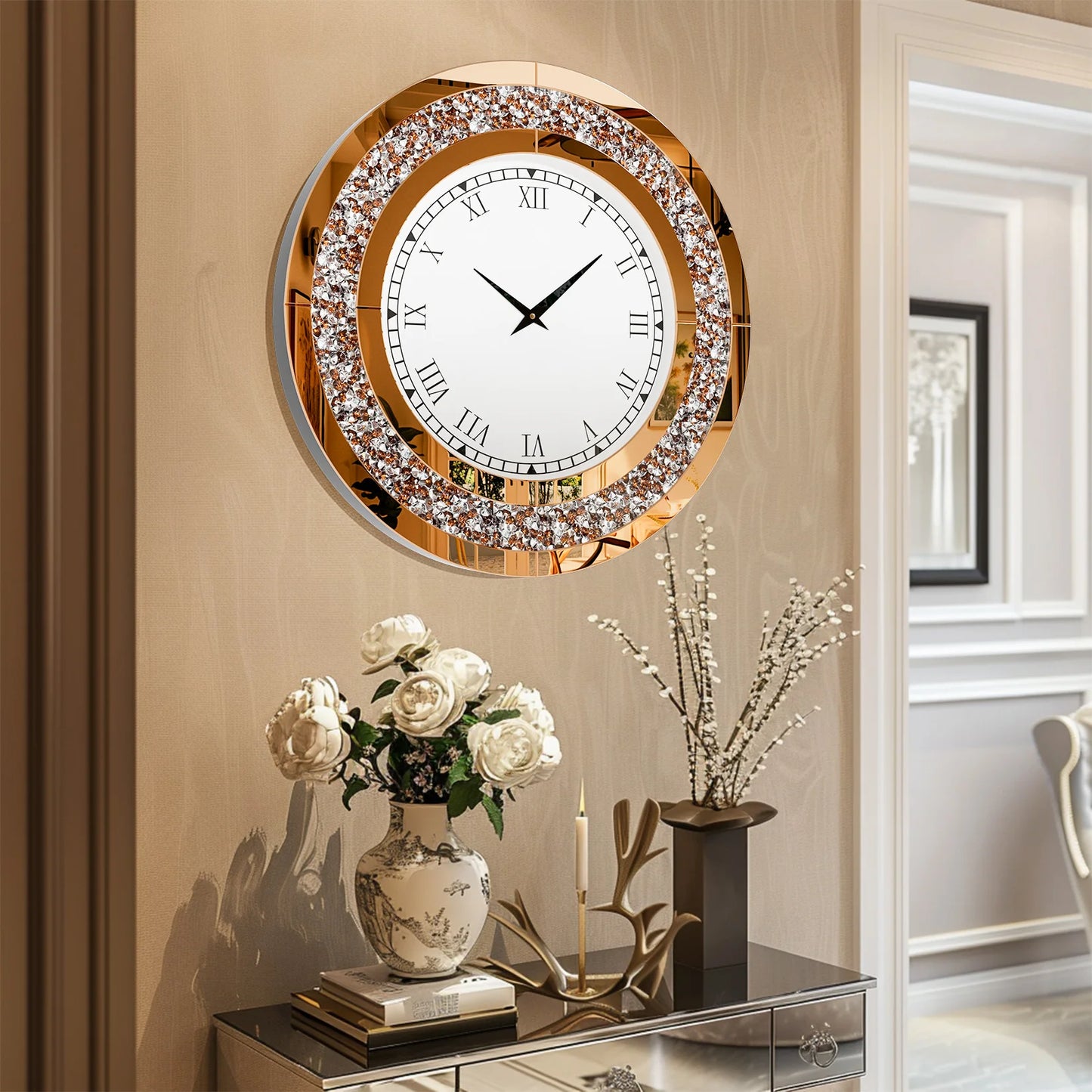 24 inch Twinkle Mirrored Wall Clock