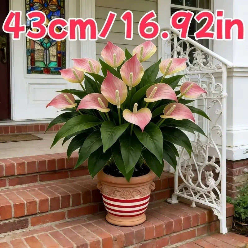 4Pcs Artificial Pink Anthurium Plants