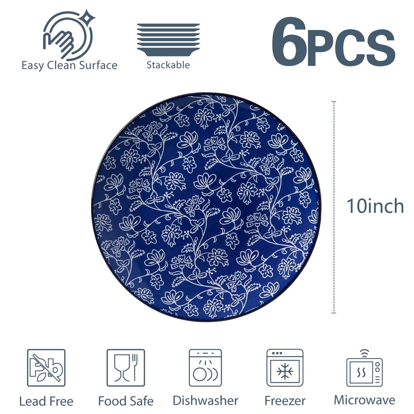 6PCS Ceramic Salad Plates Set