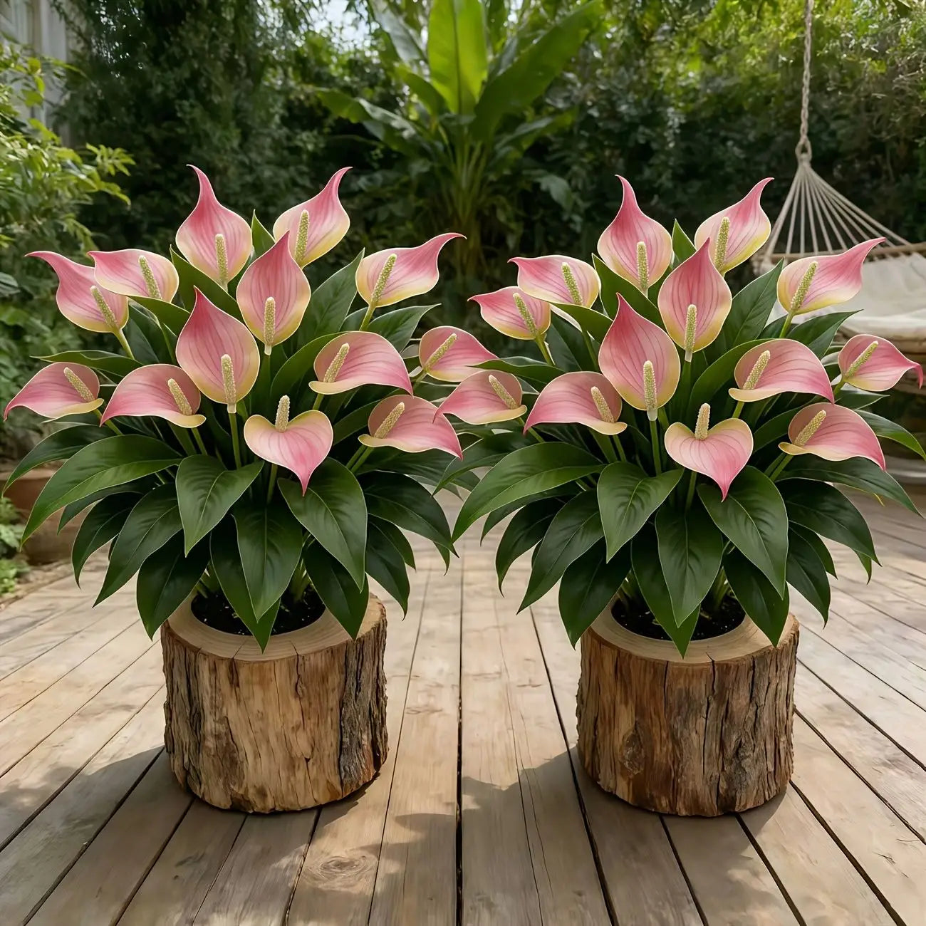 4Pcs Artificial Pink Anthurium Plants