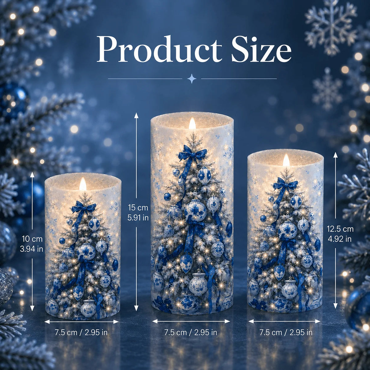 3pcs Porcelain Christmas Flameless Candles