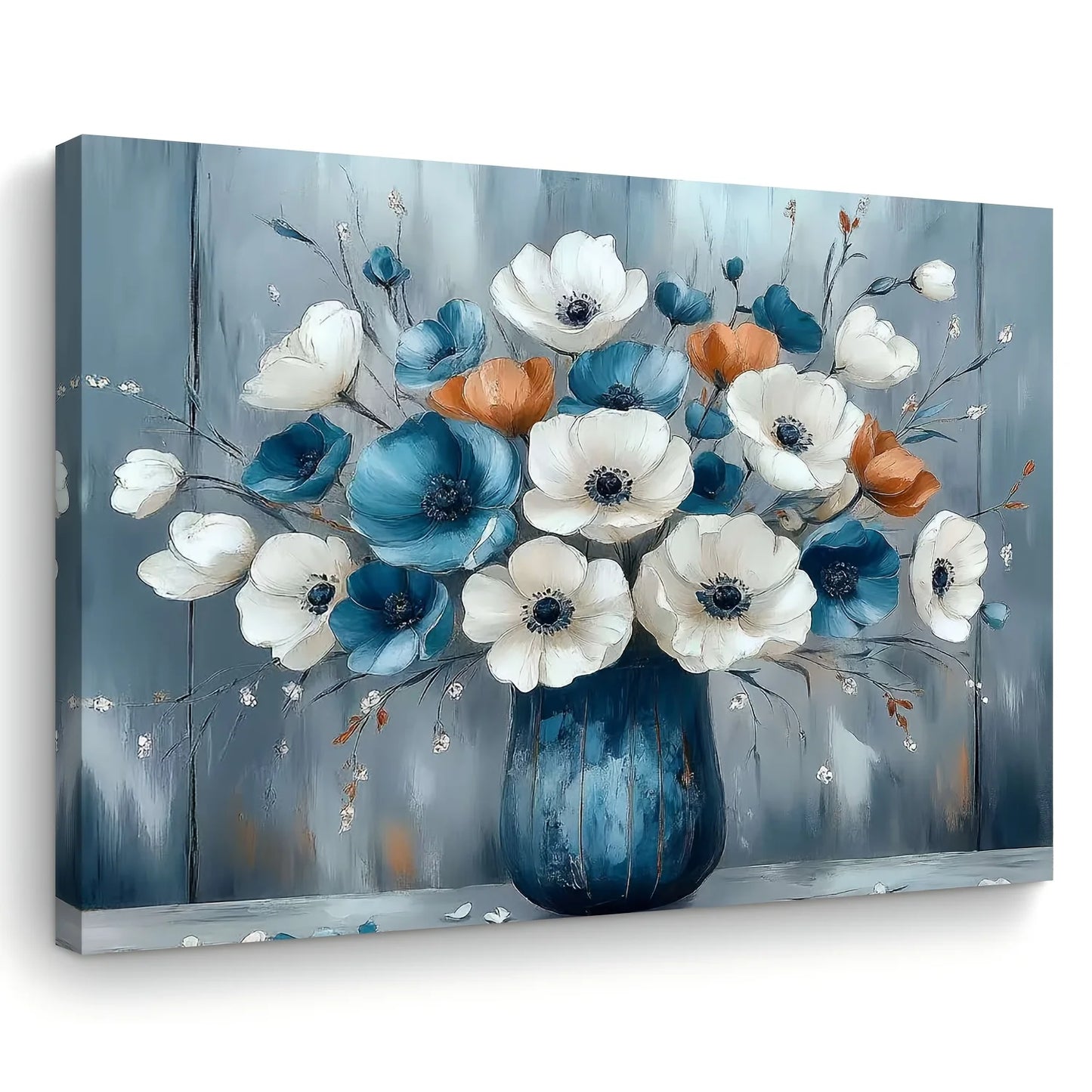Wooden Framed Flowers in a Vase Wall Art