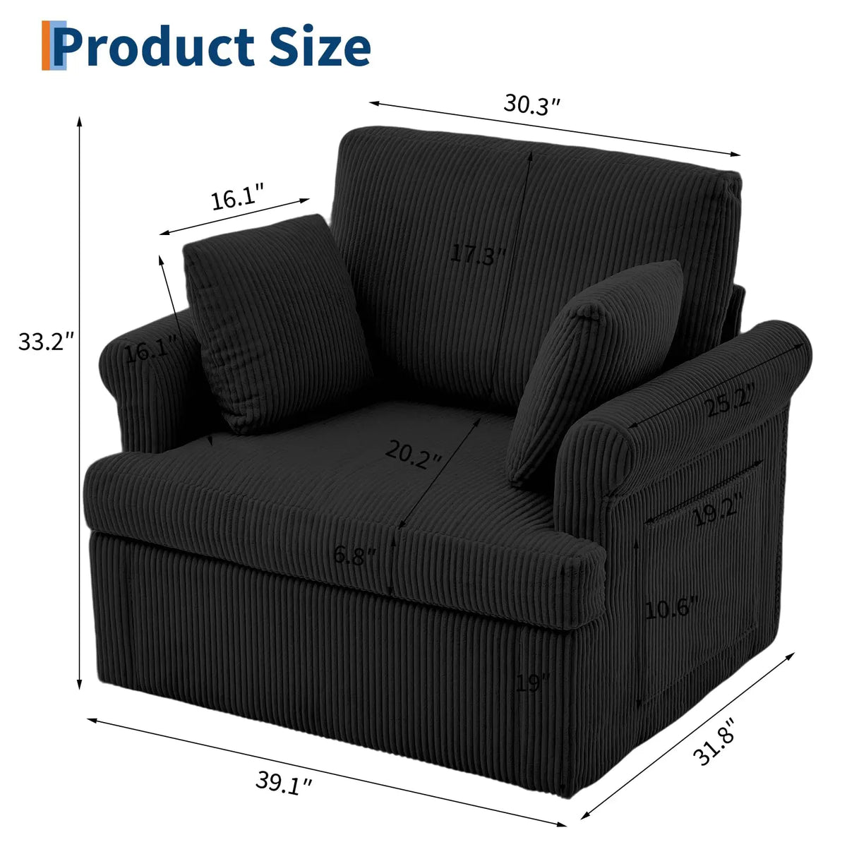 39 Inch Swivel Accent Chair
