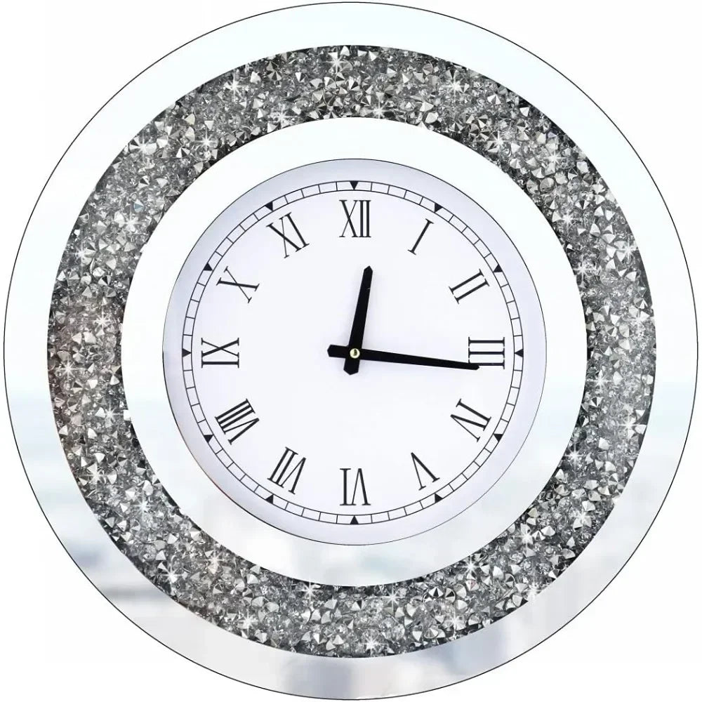 Crystal Sparkling Diamond Mirror Wall Clock