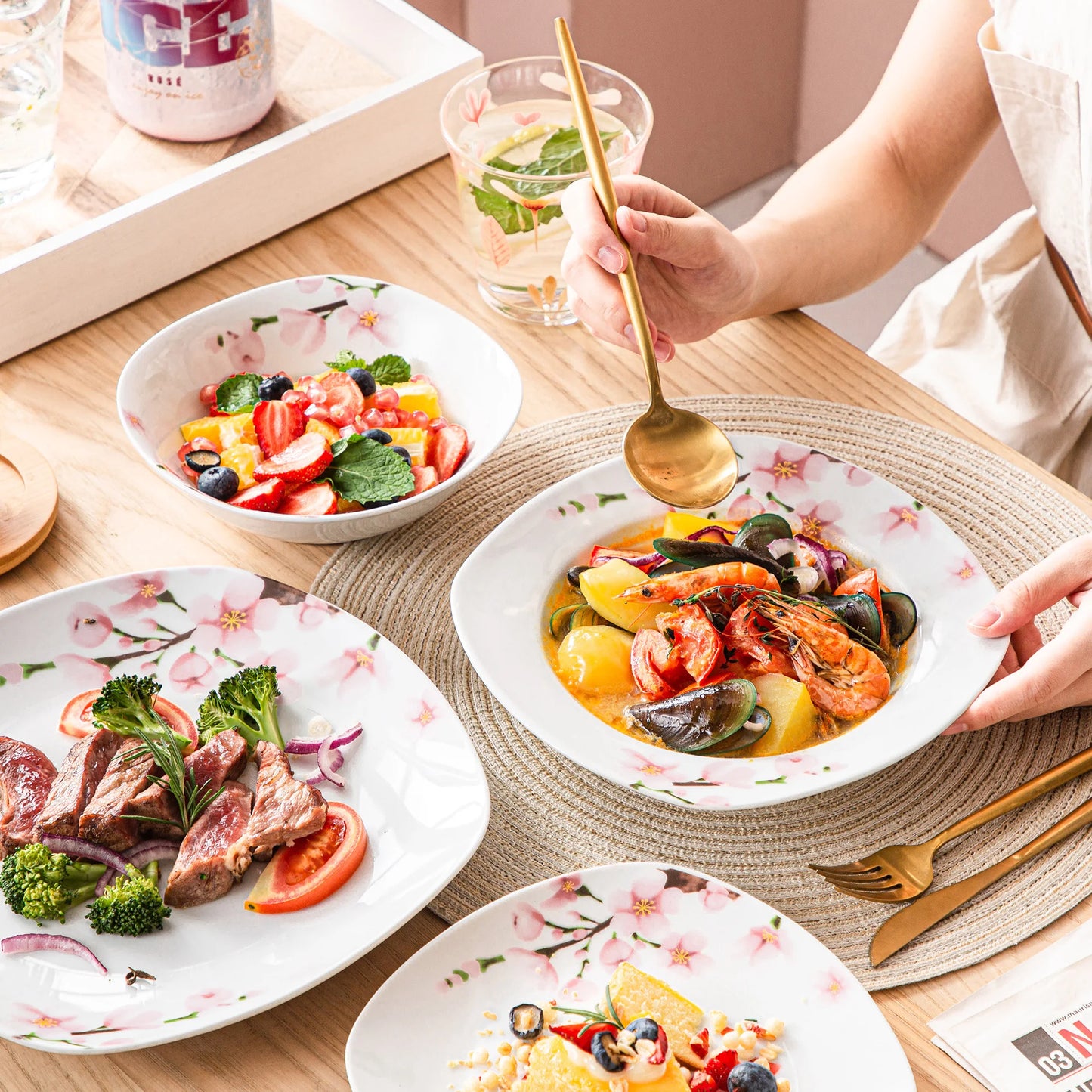 8-Piece Porcelain Ceramic Tableware