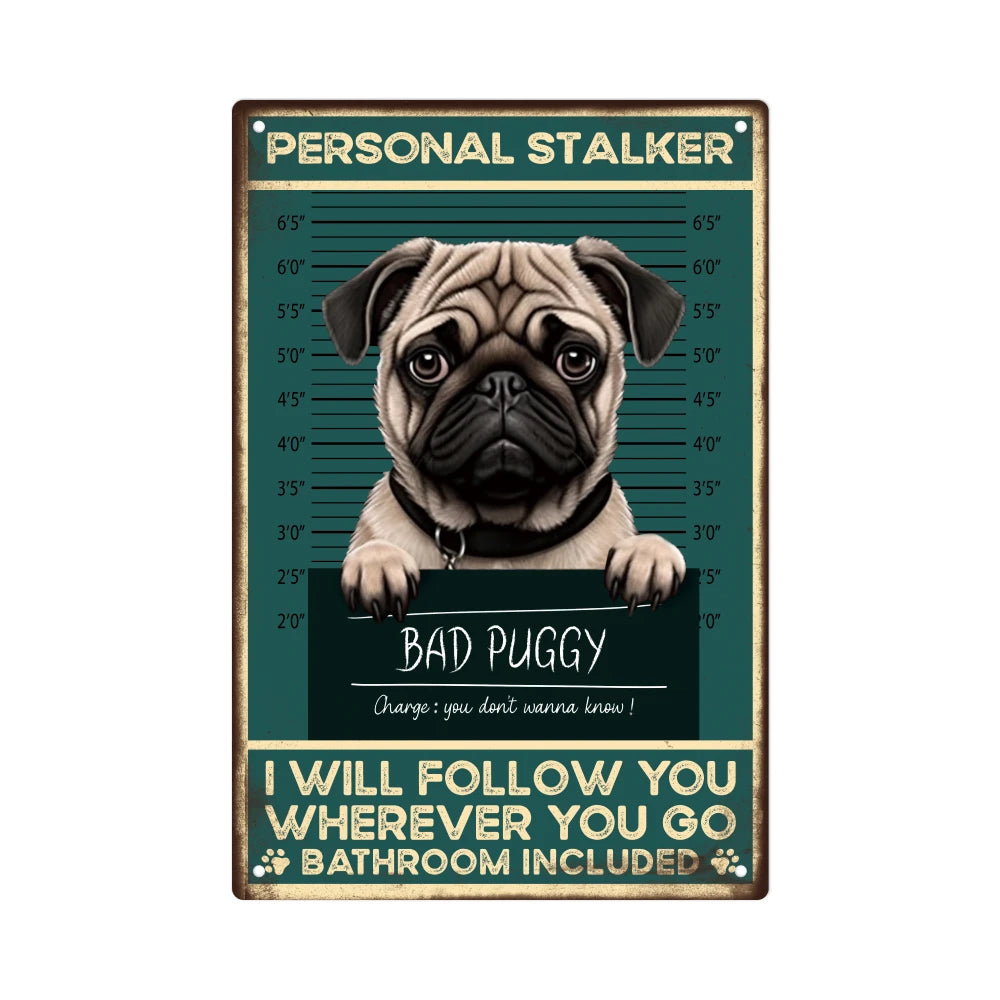 Pug Dog Vintage Metal Tin Sign