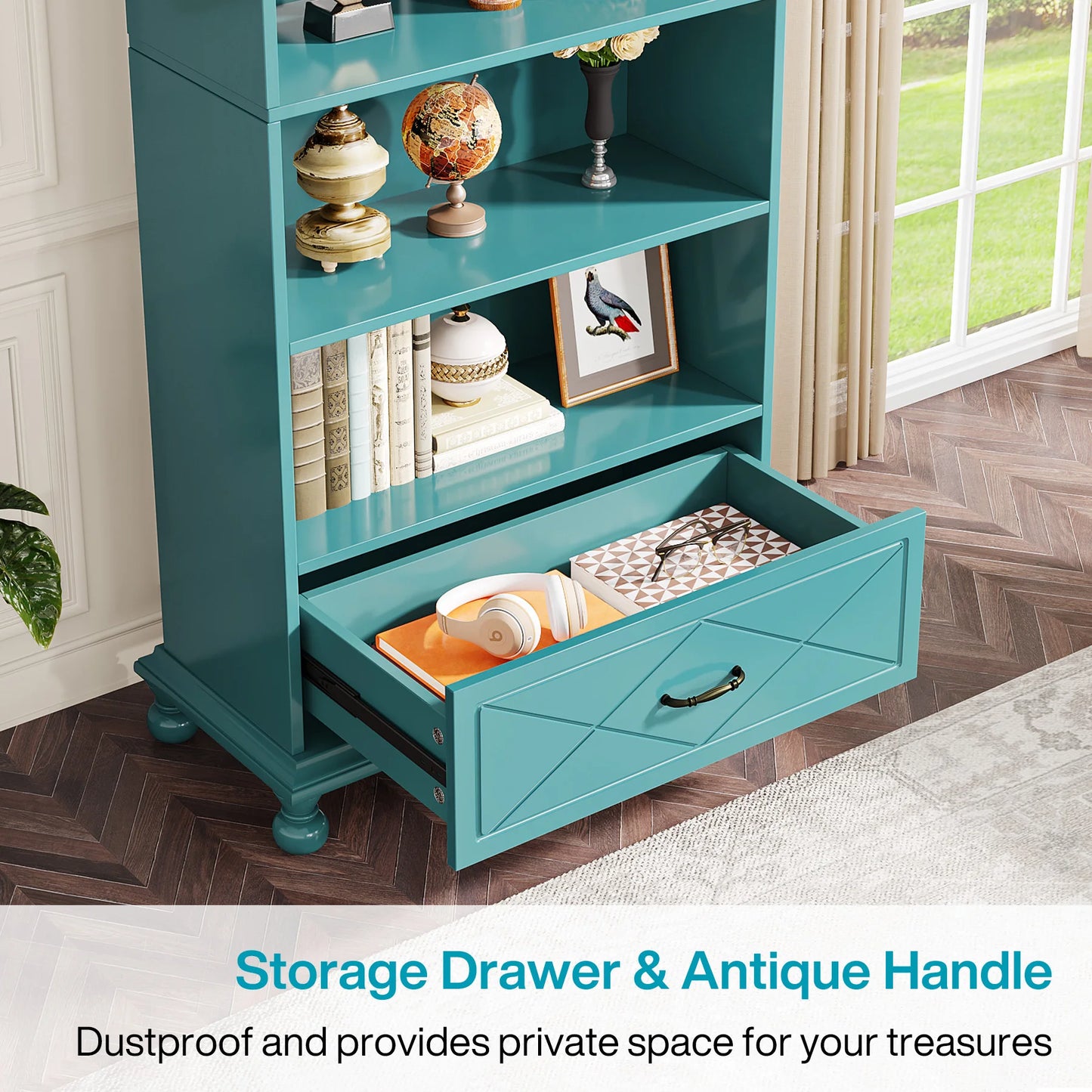 Tribesigns 6-Shelf Bookcase with Drawer, 71 Inch Tall Floor Standing Bookshelf with Solid Wood Legs, Large Display Storage