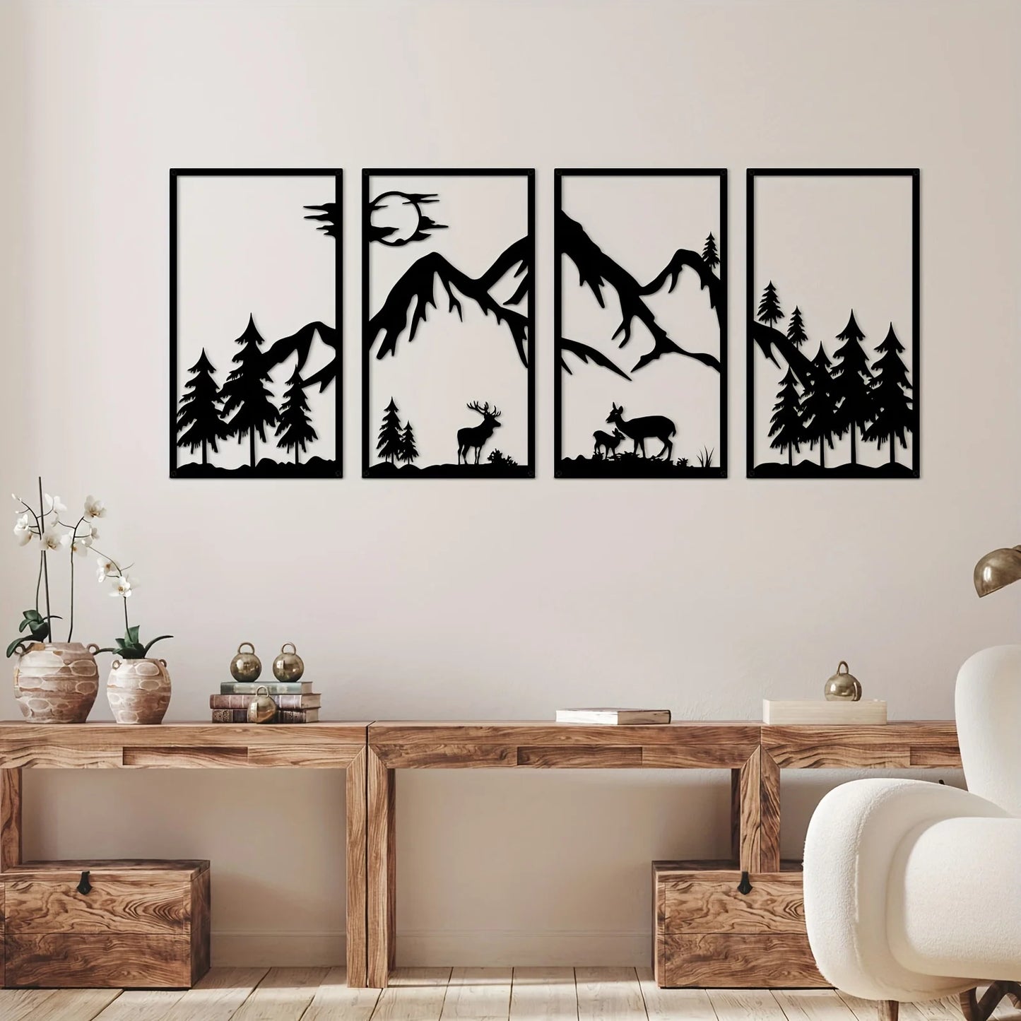 4 pieces Mountain Scene