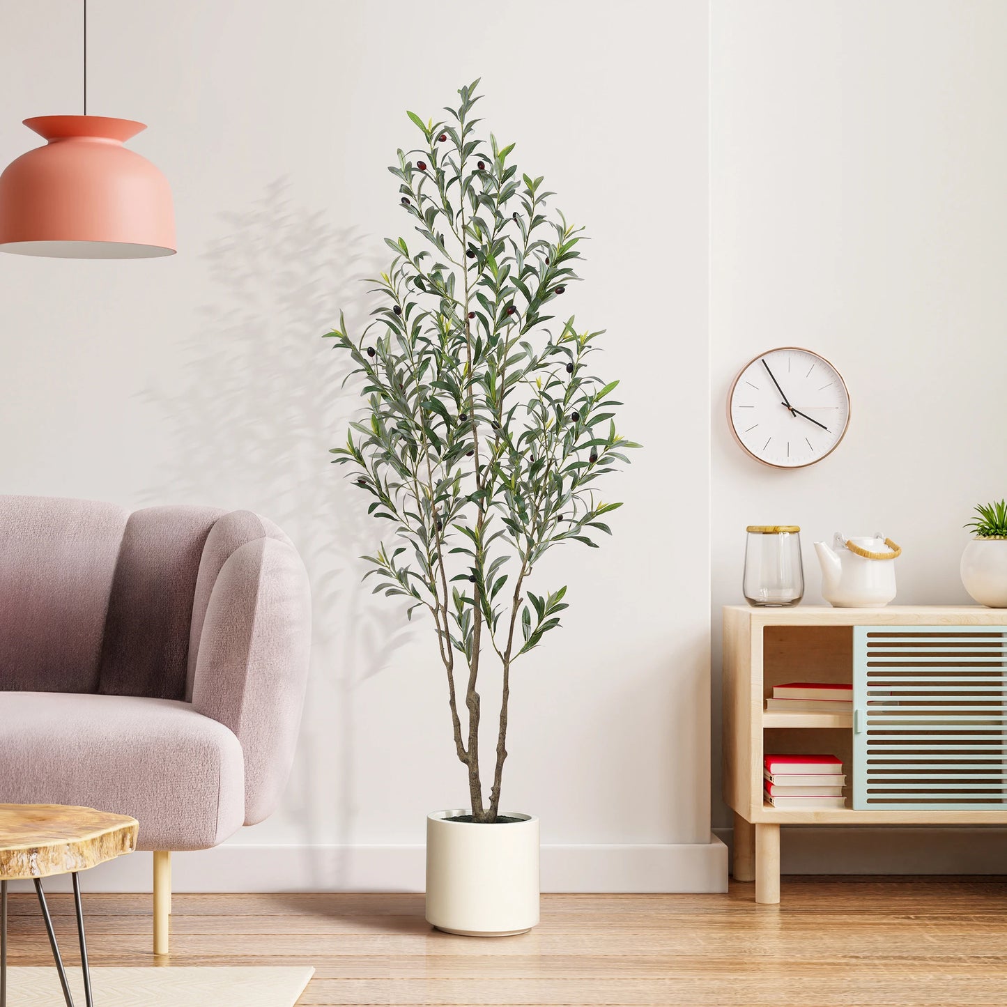 Artificial Olive Tree With Large White Planter