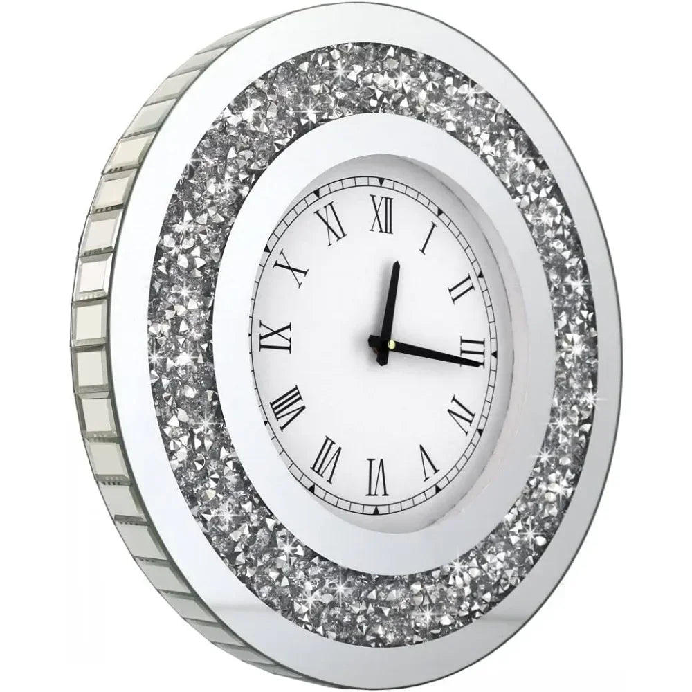 Crystal Sparkling Diamond Mirror Wall Clock