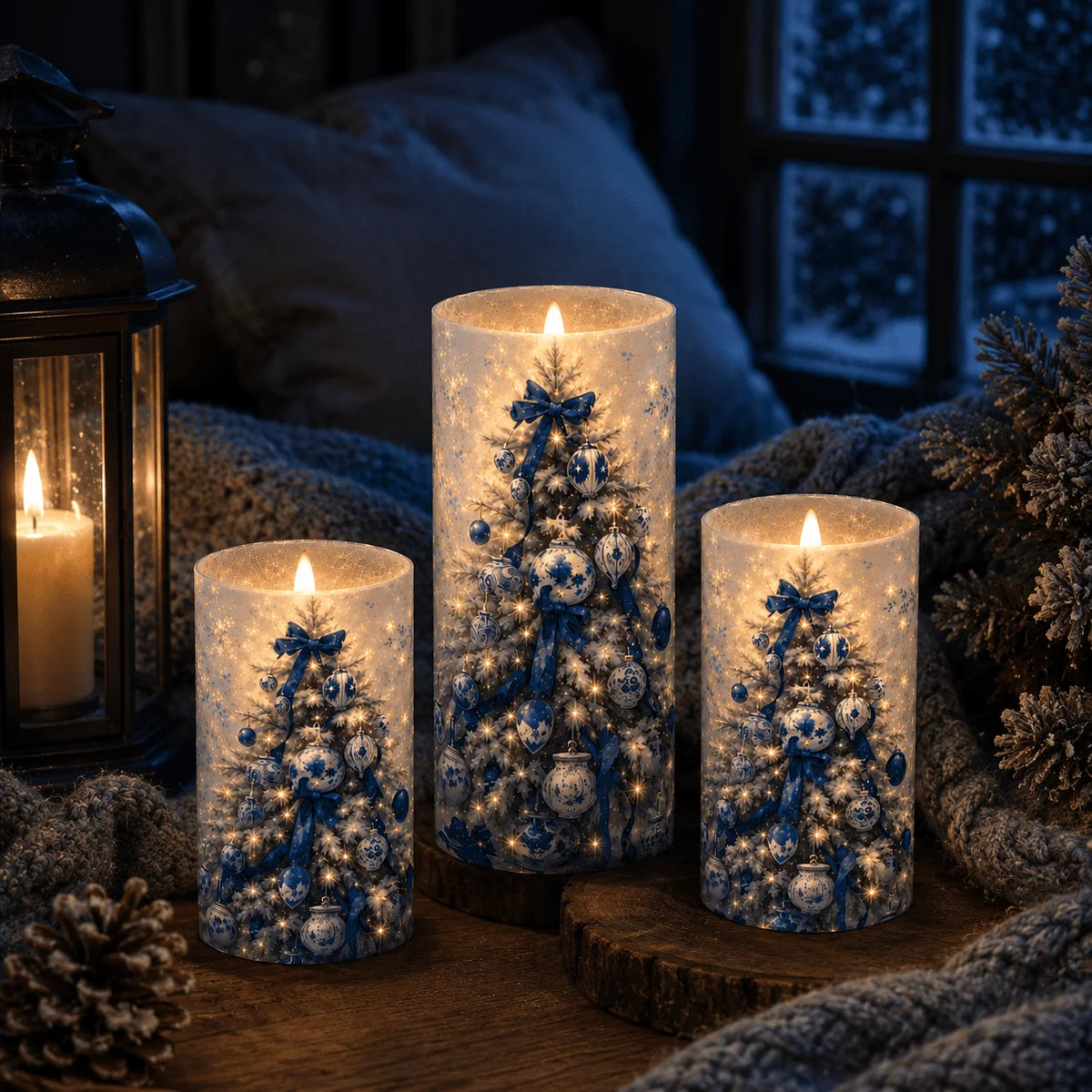 3pcs Porcelain Christmas Flameless Candles