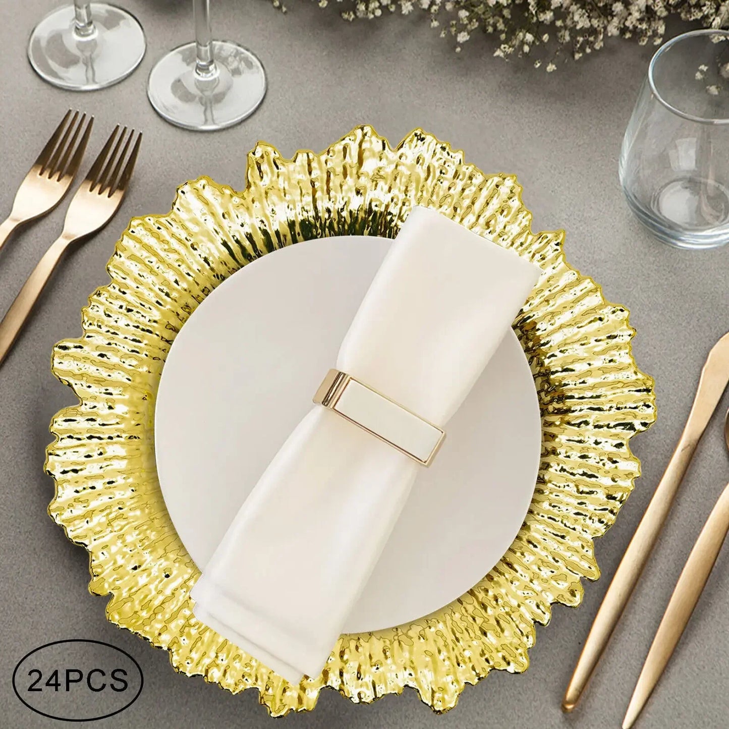 24Pcs Gold Chargers Plate