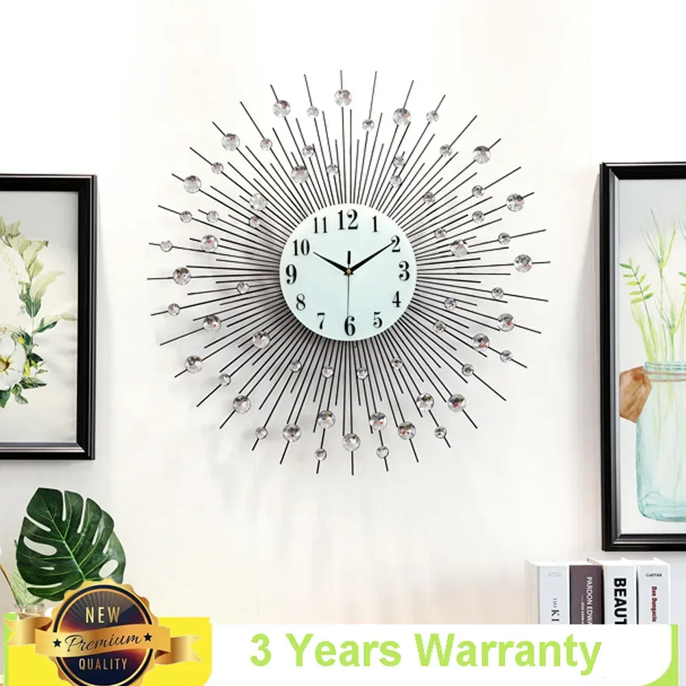3D Large Metal Sunburst Wall Clock