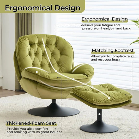 Velvet Swivel Armchair Set