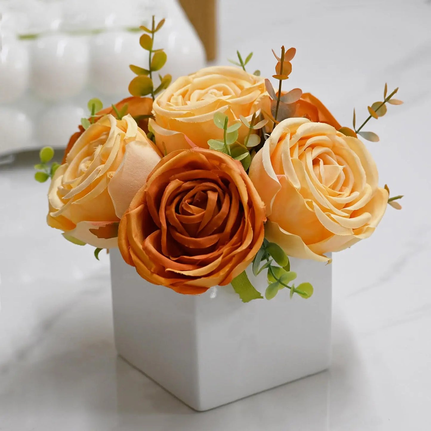 Artificial Flowers in small Ceramic Vase