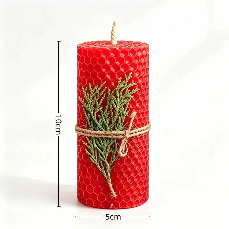 Set of 4 Natural Beeswax Pillar Candles