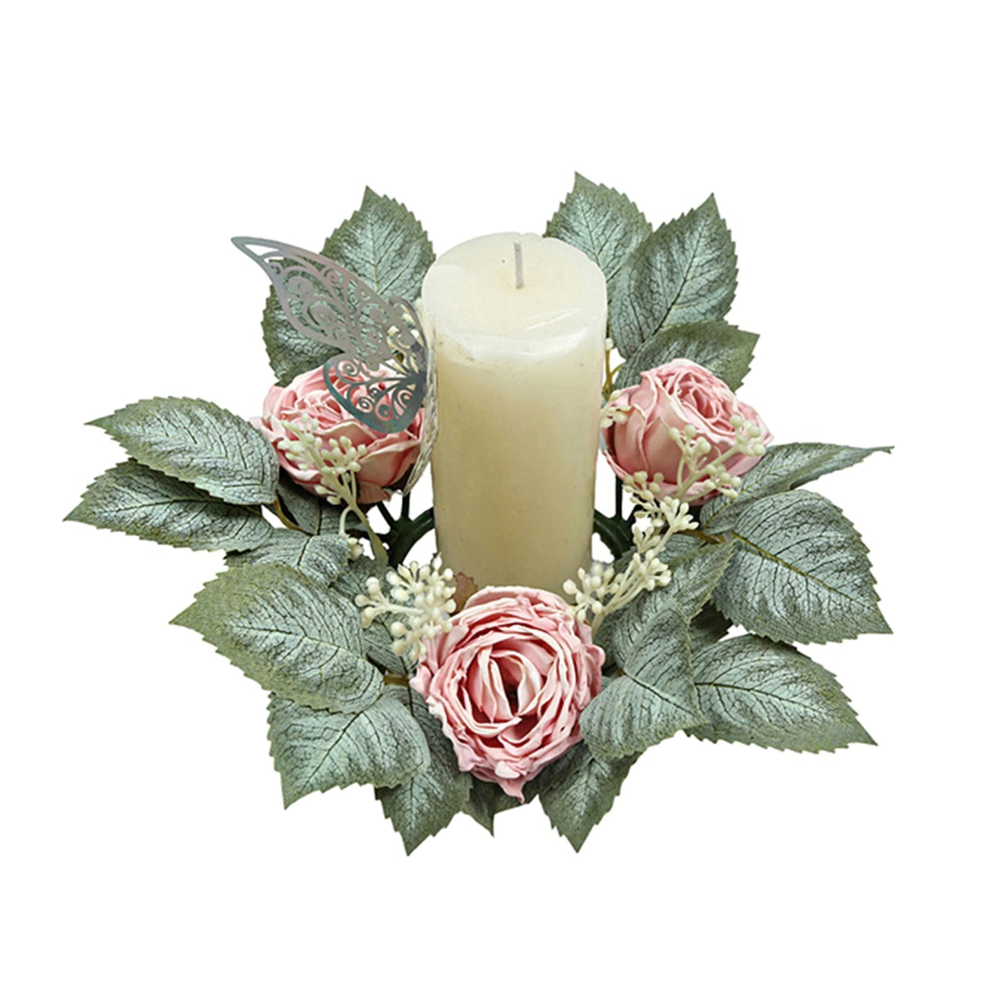 Faux Eucalyptus and Berries Candle Rings