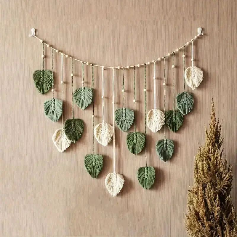 Macrame Leaf Feather Wall Hanging