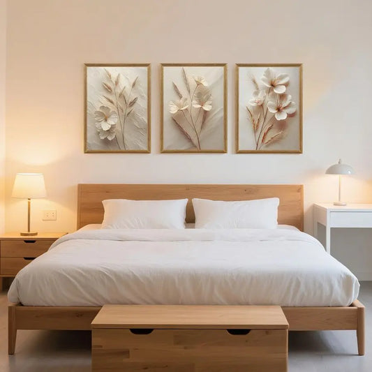 3Pcs Neutral Beige Wall Art