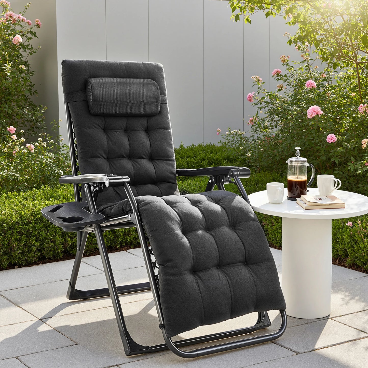 Portable Recliner with Cup Holder Trays