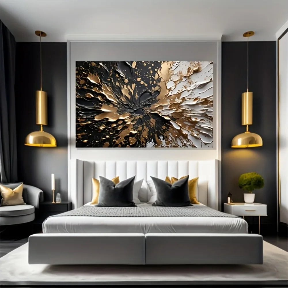 Modern abstract black gold ink splash Wall Mural