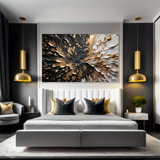 Modern abstract black gold ink splash Wall Mural