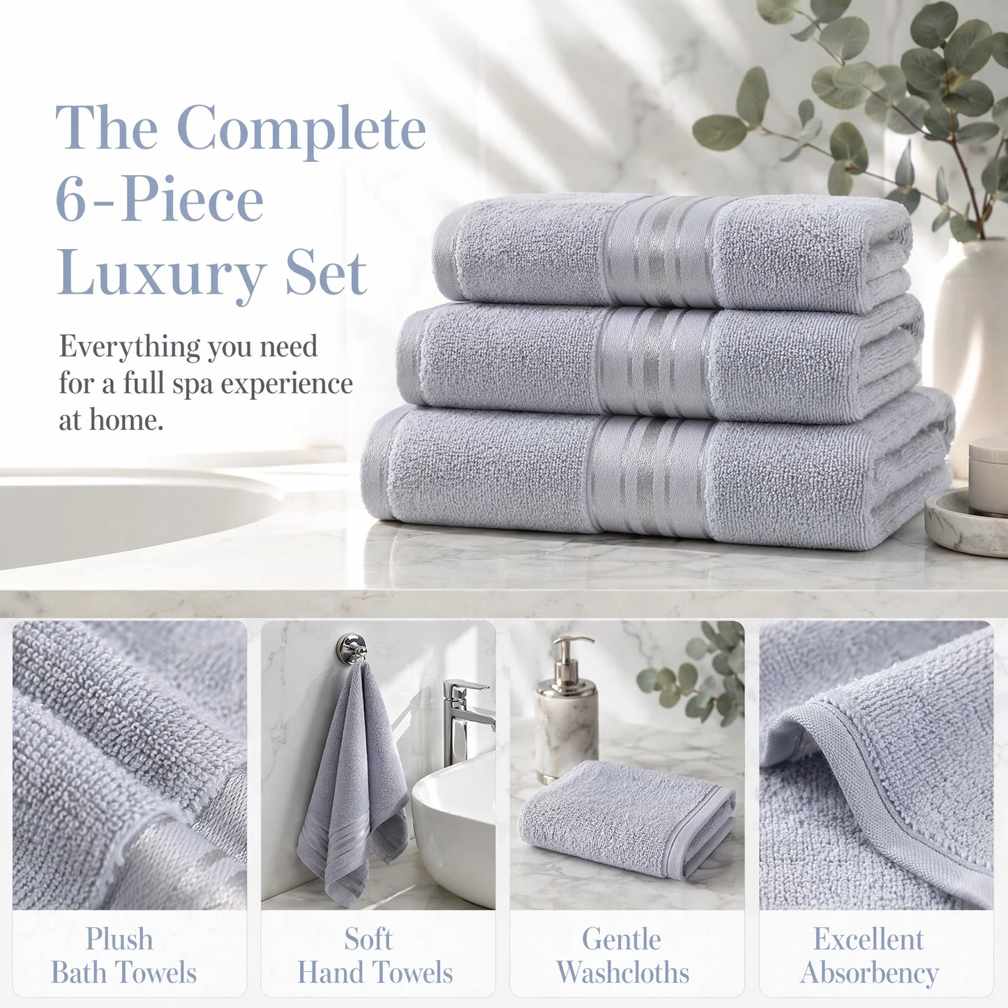 Luxury 6 Piece Towel Set