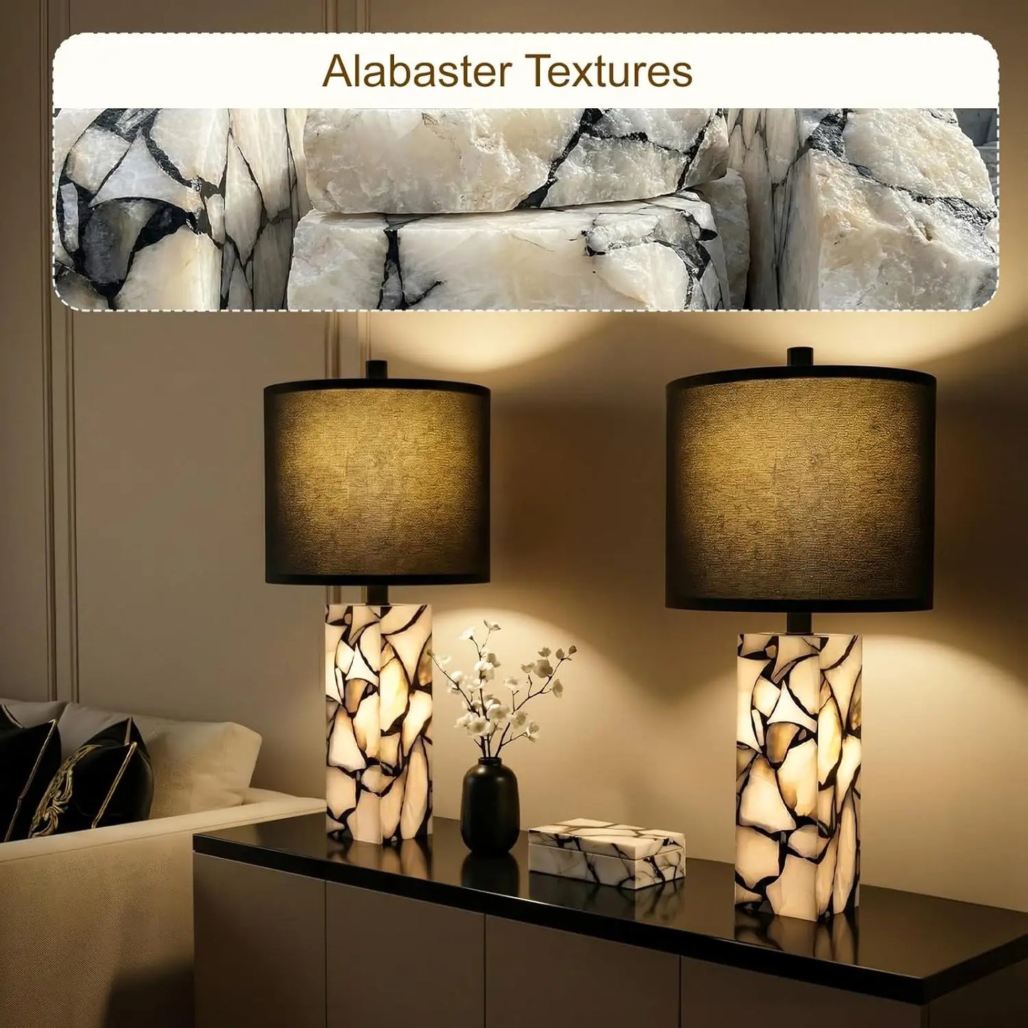 Modern Black Table Lamp Set of 2