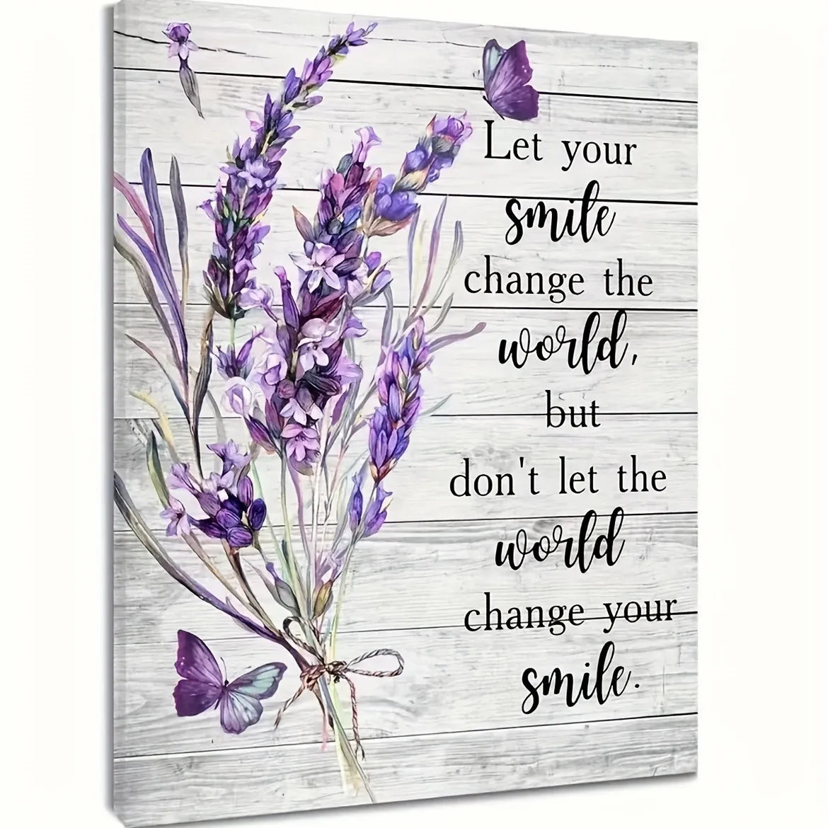 Framed Purple Flower Butterfly Canvas Painting