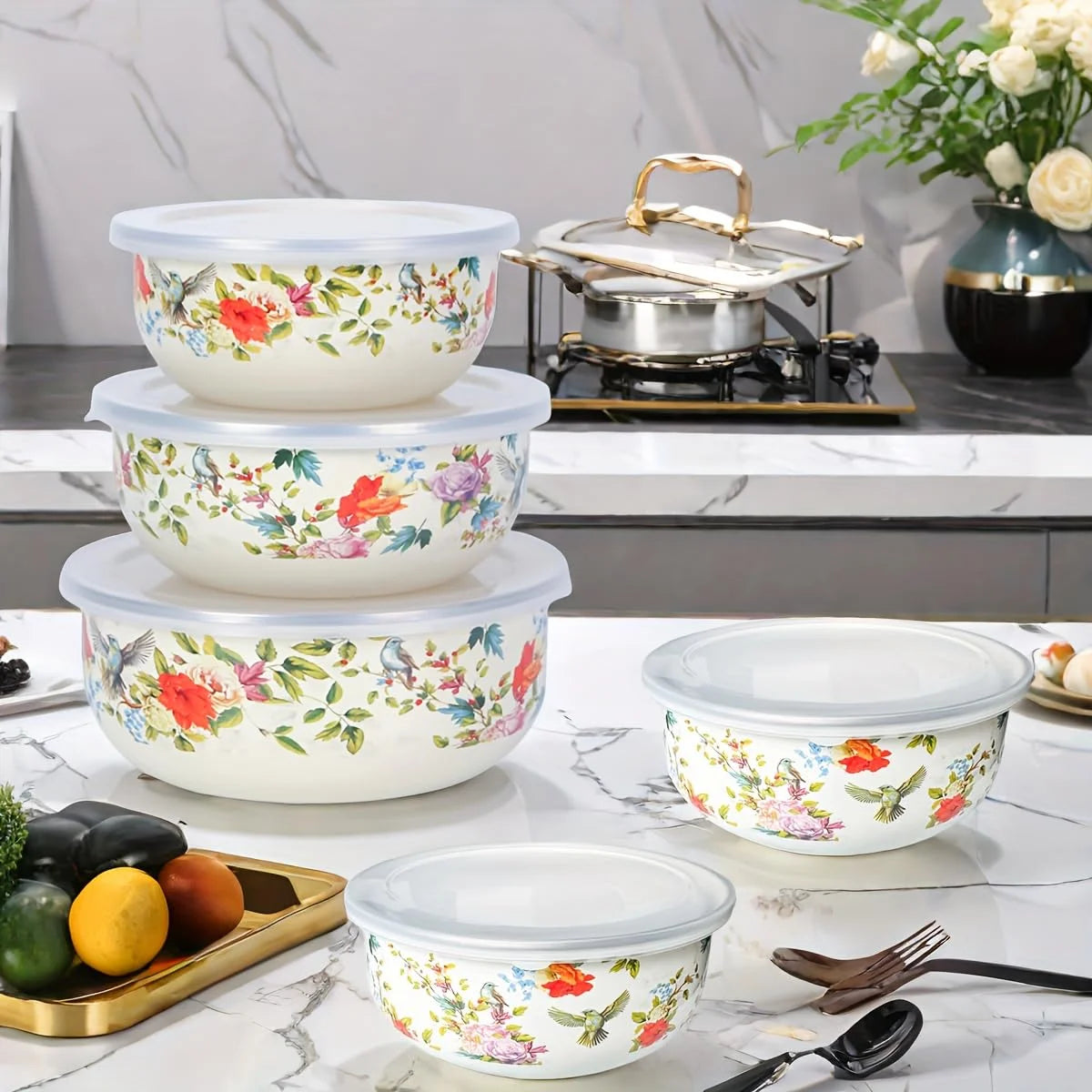 5PCS Enamel Bowls