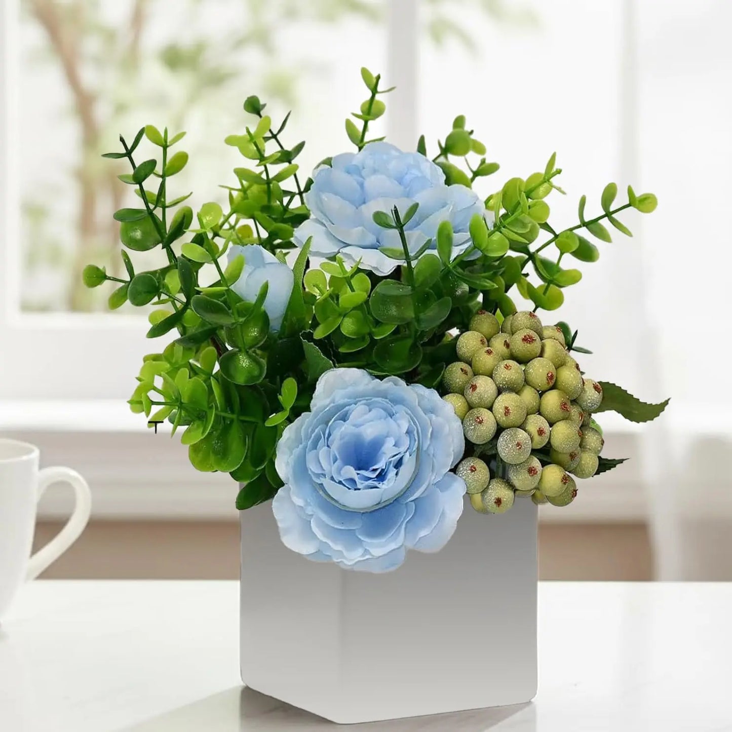Artificial Flowers in small Ceramic Vase