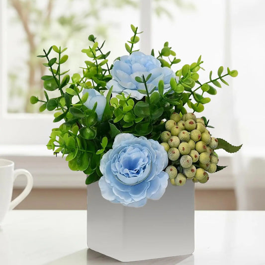 Artificial Flowers in small Ceramic Vase