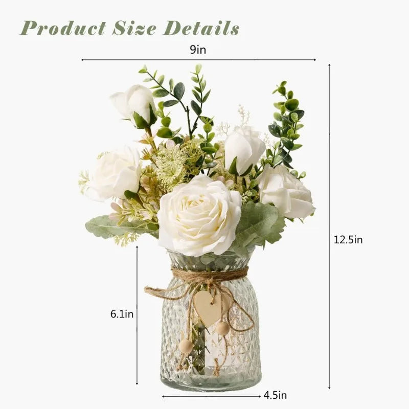 Silk Roses Artificial Flowers in Vase