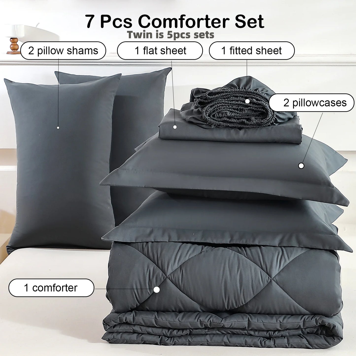 5pcs/7pcs Bedding Sets