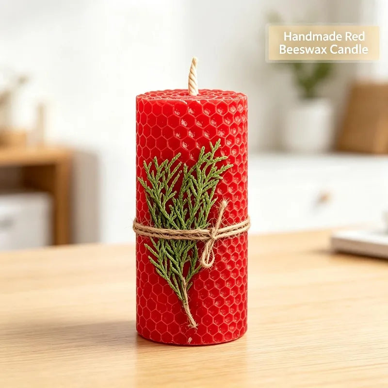 Set of 4 Natural Beeswax Pillar Candles
