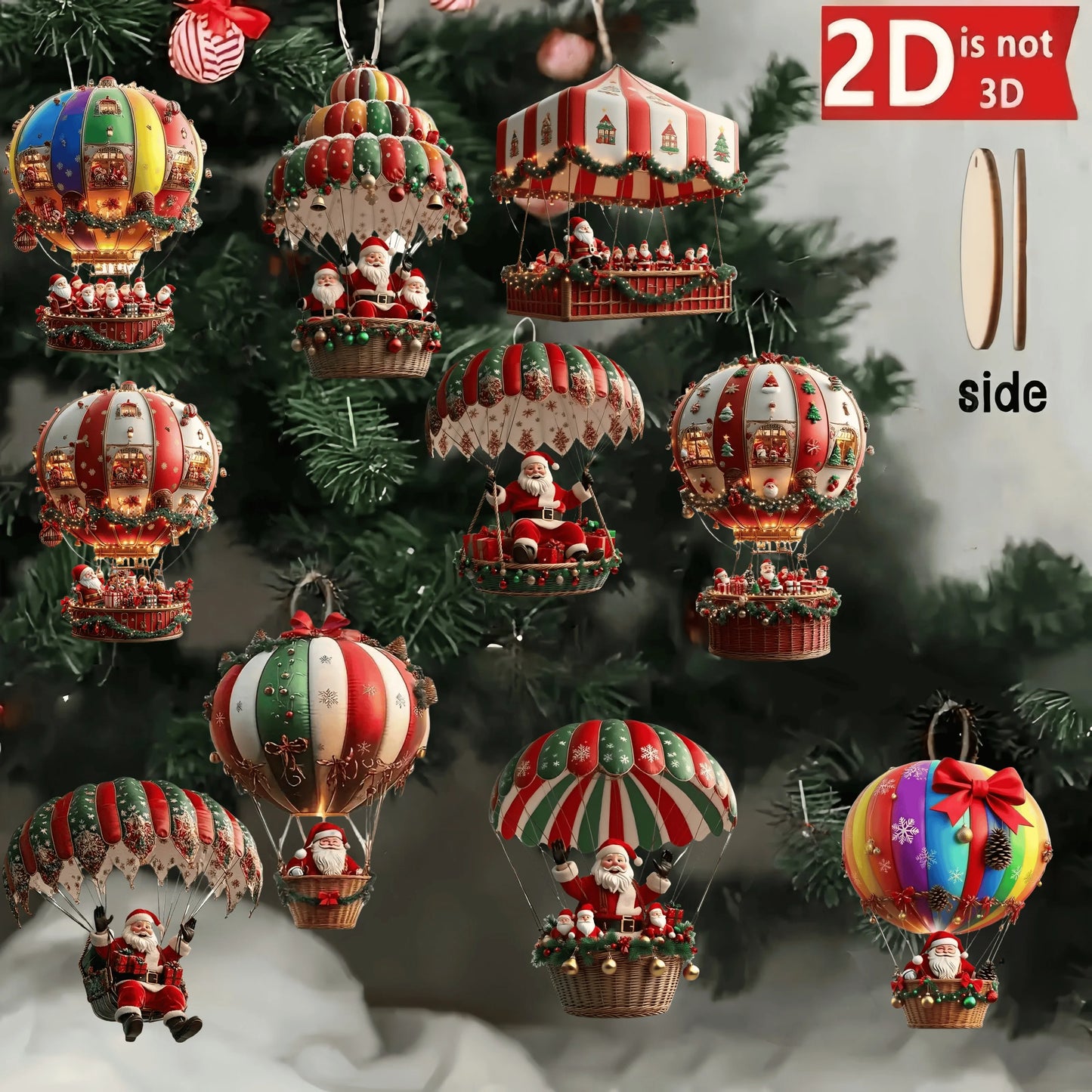10Pcs Santa Claus Hot Air Balloon Ornament