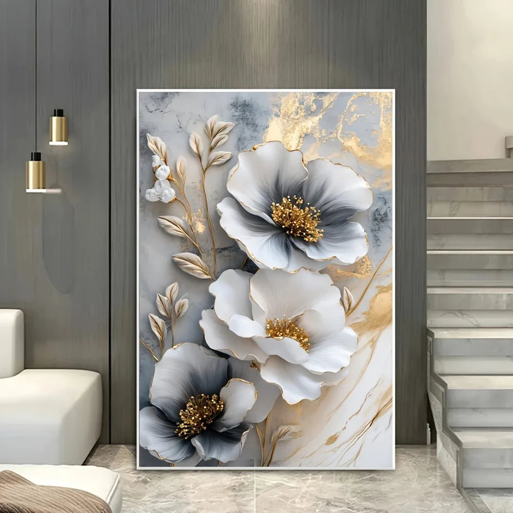 Modern Luxury Floral Canvas Mural
