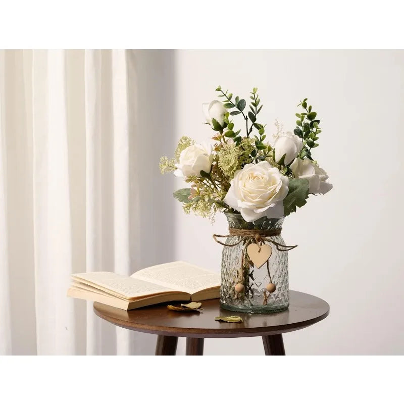 Silk Roses Artificial Flowers in Vase