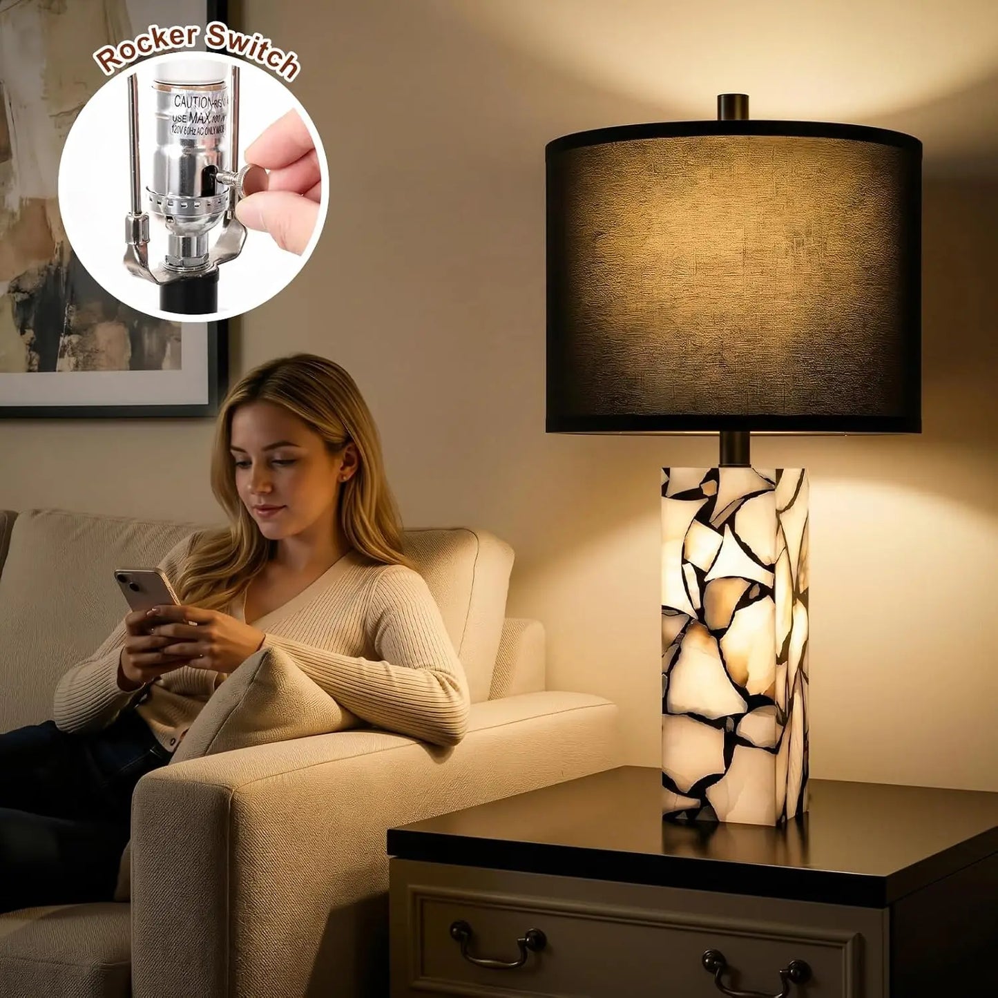 Modern Black Table Lamp Set of 2