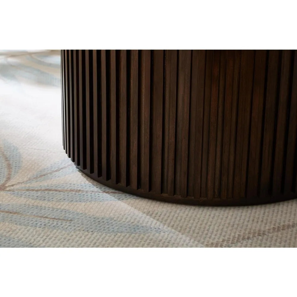 Round Wood Coffee Table for Living Room