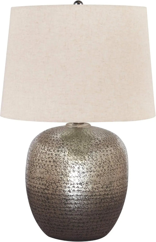 Contemporary Hammered Aluminum Single Table Lamp