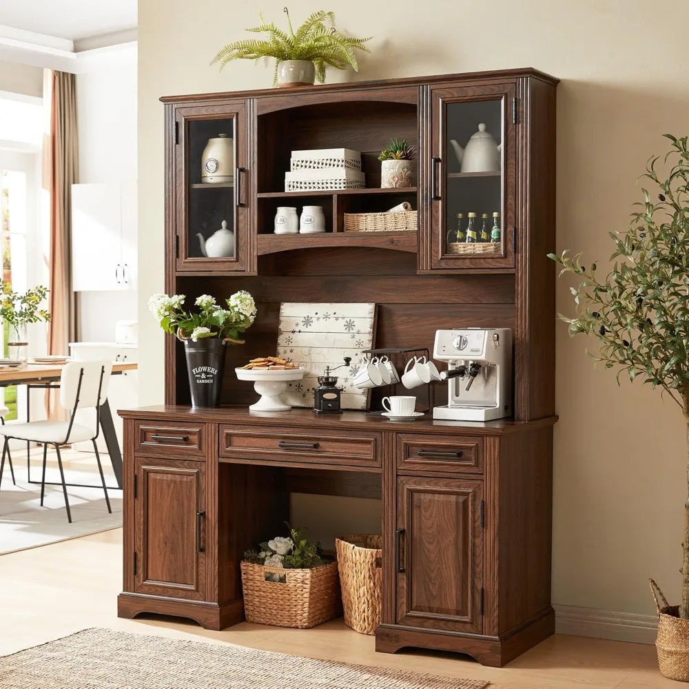 Farmhouse 76" Height Computer Desk with Hutch