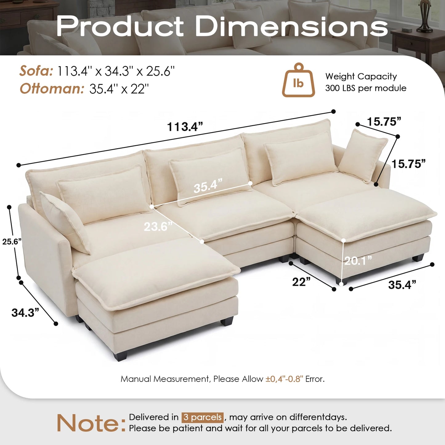 Sectional Sofa with Ottoman