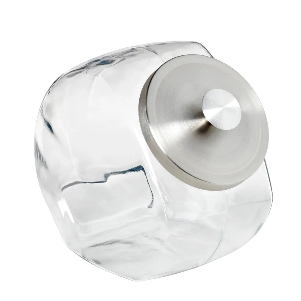 Glass Candy Jar with Silver Lid